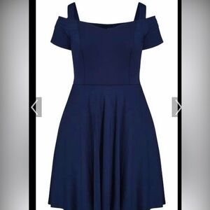 *MAKE OFFER!* Retro Vibe “cold shoulder style” Dress - Navy
